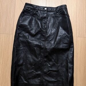 Wilfred Black Leather Pencil Skirt
